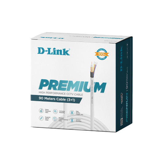D-Link 3+1 CCTV CABLE DCC-WHI-90
DCC-WHI-90 | 90m Premium CCTV cable
Copper Bradding

Flame Retardant cable

Supports Hybrid cable